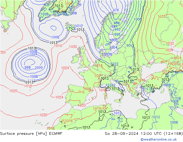 Luchtdruk (Grond) ECMWF za 28.09.2024 12 UTC