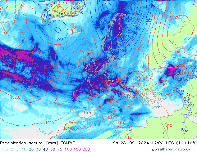 Nied. akkumuliert ECMWF Sa 28.09.2024 12 UTC