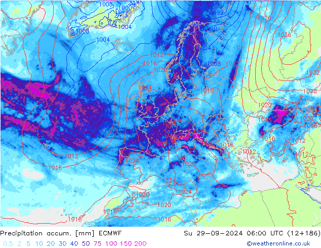 Nied. akkumuliert ECMWF So 29.09.2024 06 UTC