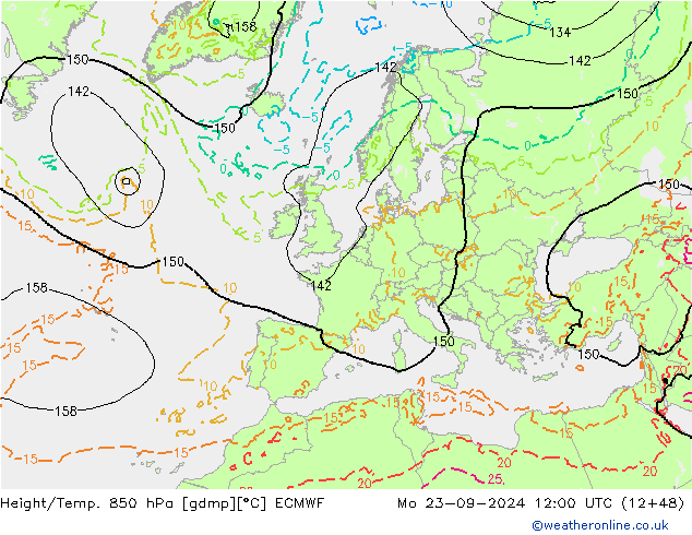 Height/Temp. 850 hPa ECMWF 星期一 23.09.2024 12 UTC