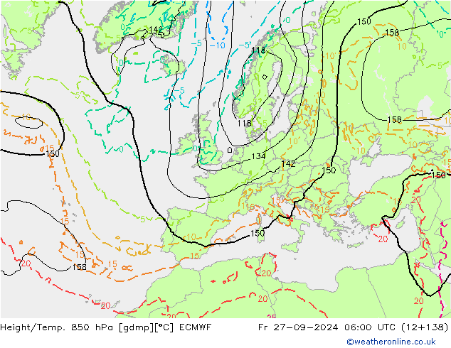 Z500/Regen(+SLP)/Z850 ECMWF vr 27.09.2024 06 UTC