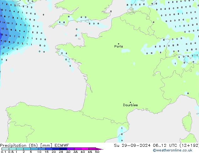 Z500/Rain (+SLP)/Z850 ECMWF Su 29.09.2024 12 UTC