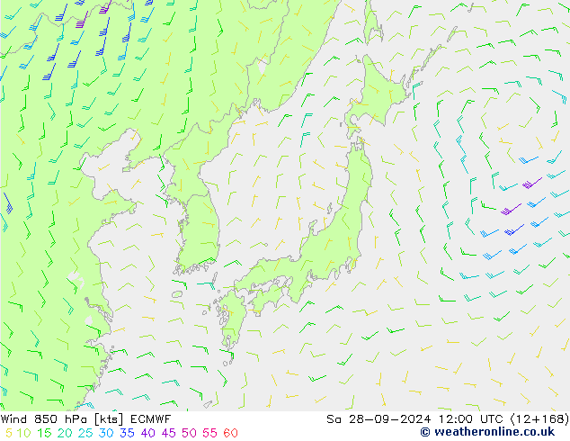 Wind 850 hPa ECMWF Sa 28.09.2024 12 UTC