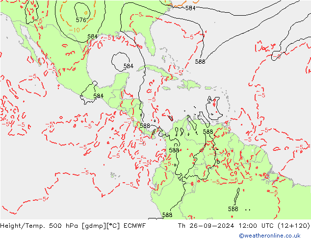 Z500/Yağmur (+YB)/Z850 ECMWF Per 26.09.2024 12 UTC