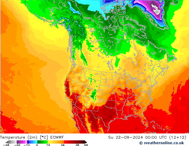 温度图 ECMWF 星期日 22.09.2024 00 UTC