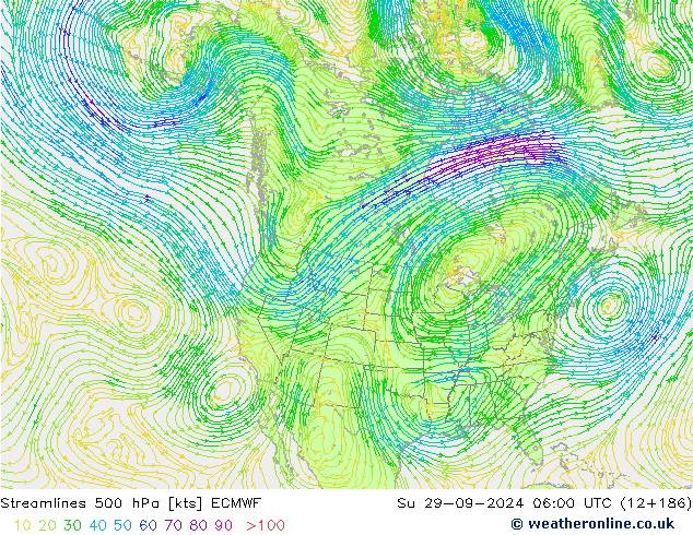 Streamlines 500 hPa ECMWF Su 29.09.2024 06 UTC