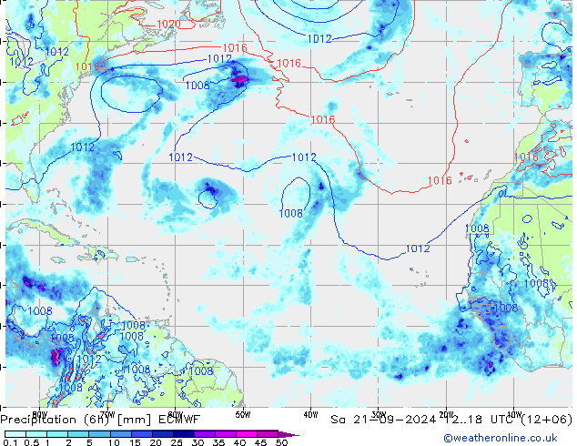 Nied. akkumuliert (6Std) ECMWF Sa 21.09.2024 18 UTC