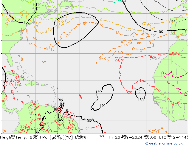 Hoogte/Temp. 850 hPa ECMWF do 26.09.2024 06 UTC