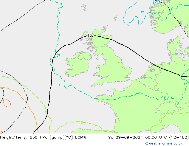 Z500/Yağmur (+YB)/Z850 ECMWF Paz 29.09.2024 00 UTC