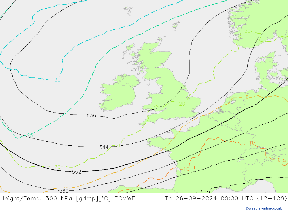 Z500/Rain (+SLP)/Z850 ECMWF Th 26.09.2024 00 UTC