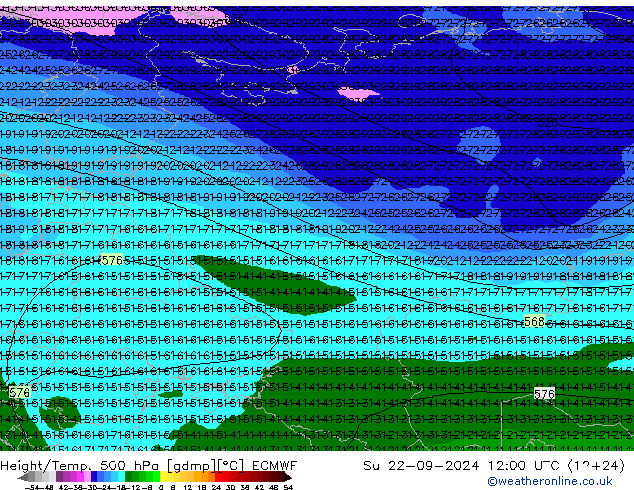 Z500/Rain (+SLP)/Z850 ECMWF Su 22.09.2024 12 UTC