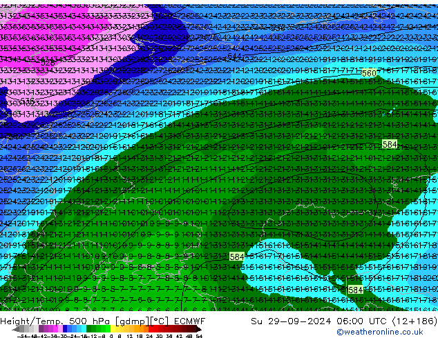 Z500/Yağmur (+YB)/Z850 ECMWF Paz 29.09.2024 06 UTC