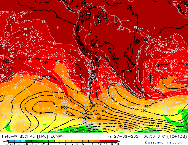 Theta-W 850hPa ECMWF Fr 27.09.2024 06 UTC