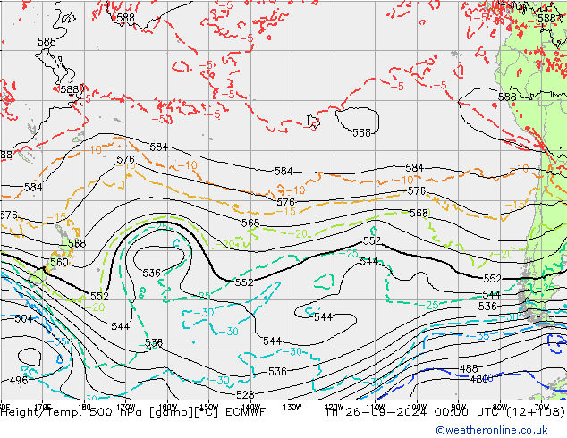 Z500/Rain (+SLP)/Z850 ECMWF чт 26.09.2024 00 UTC