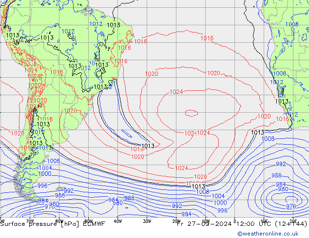 Bodendruck ECMWF Fr 27.09.2024 12 UTC