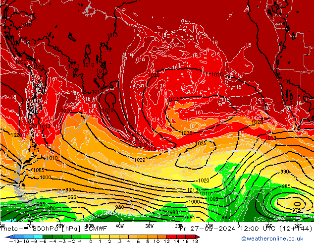 Theta-W 850hPa ECMWF Fr 27.09.2024 12 UTC