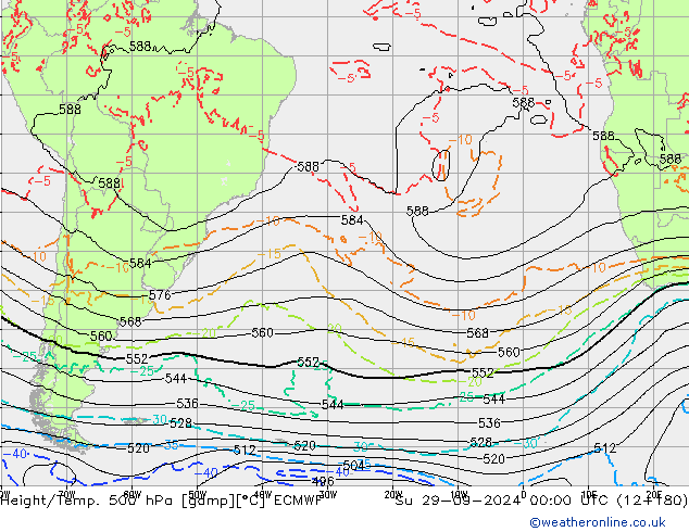 Z500/Rain (+SLP)/Z850 ECMWF Dom 29.09.2024 00 UTC