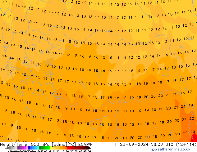 Hoogte/Temp. 850 hPa ECMWF do 26.09.2024 06 UTC