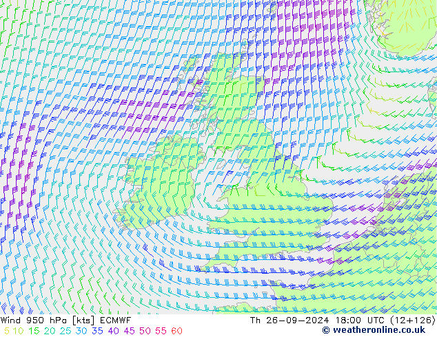 Wind 950 hPa ECMWF Do 26.09.2024 18 UTC