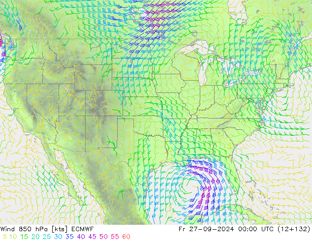 Wind 850 hPa ECMWF Fr 27.09.2024 00 UTC