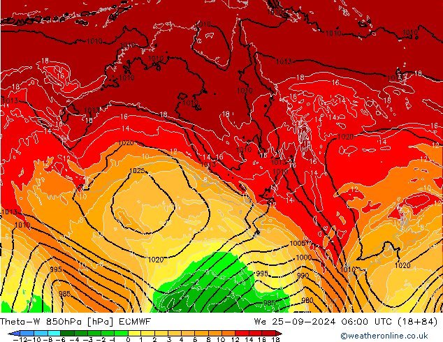 Theta-W 850hPa ECMWF Çar 25.09.2024 06 UTC