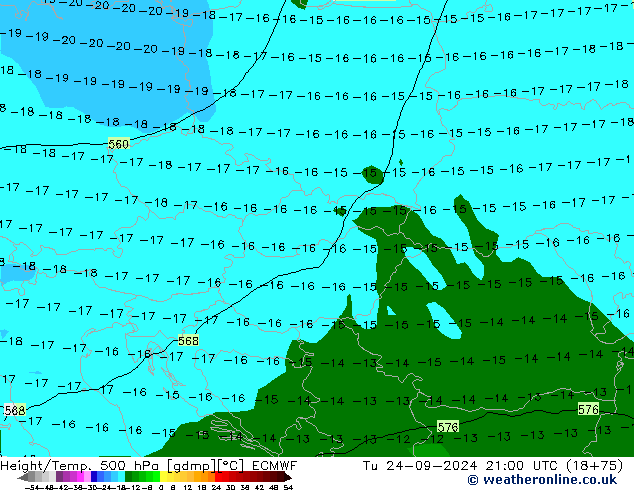 Height/Temp. 500 hPa ECMWF Tu 24.09.2024 21 UTC