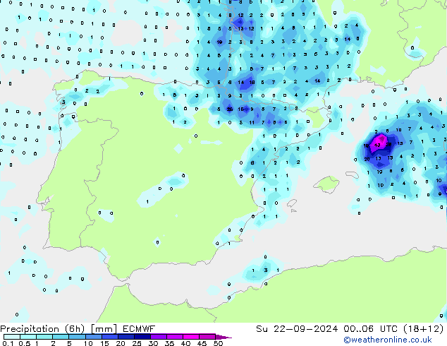 Z500/Regen(+SLP)/Z850 ECMWF zo 22.09.2024 06 UTC