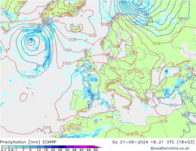 Precipitación ECMWF sáb 21.09.2024 21 UTC