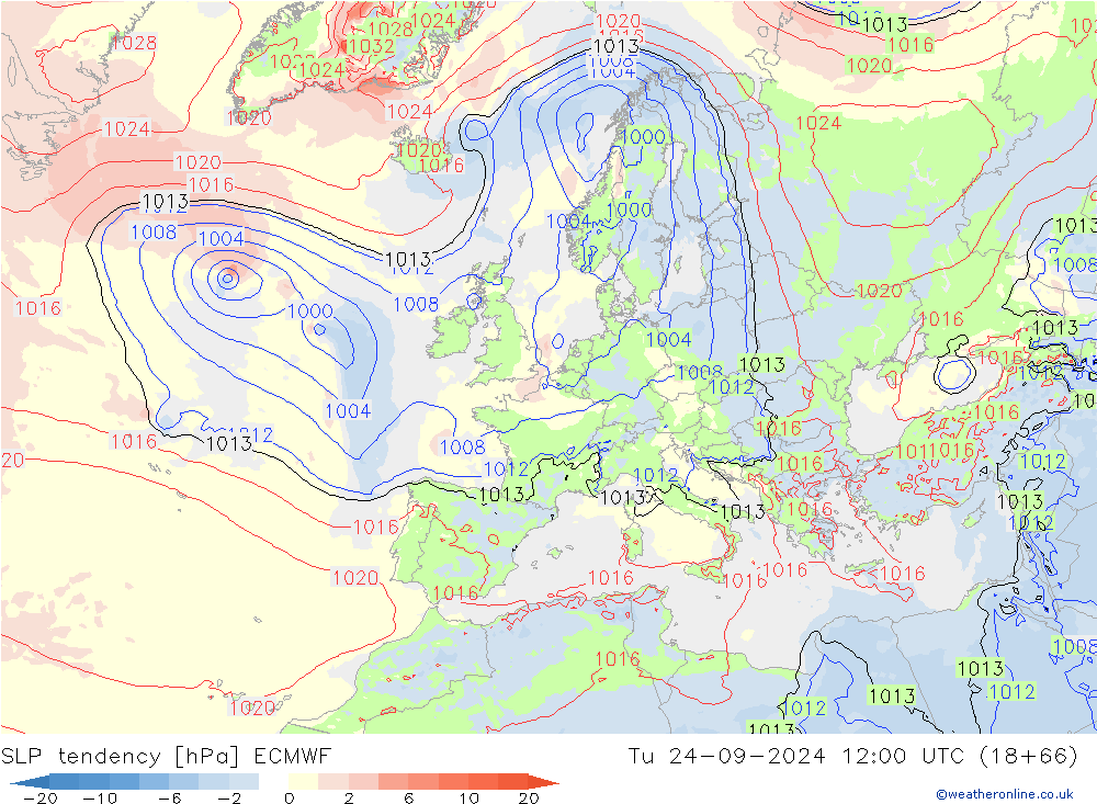 SLP tendency ECMWF Tu 24.09.2024 12 UTC