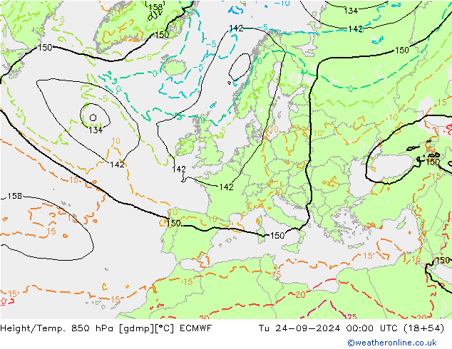 Z500/Rain (+SLP)/Z850 ECMWF Di 24.09.2024 00 UTC