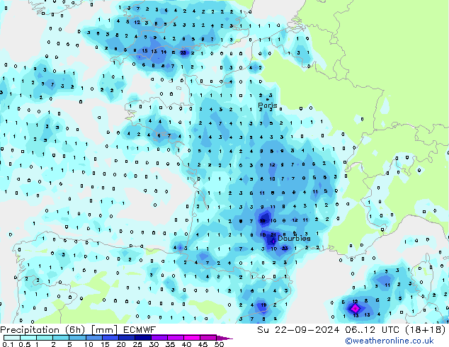 Z500/Rain (+SLP)/Z850 ECMWF Dom 22.09.2024 12 UTC