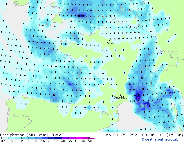 Z500/Rain (+SLP)/Z850 ECMWF Mo 23.09.2024 06 UTC