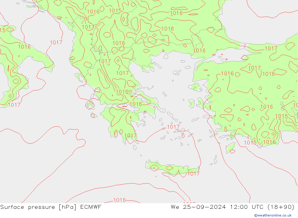 приземное давление ECMWF ср 25.09.2024 12 UTC