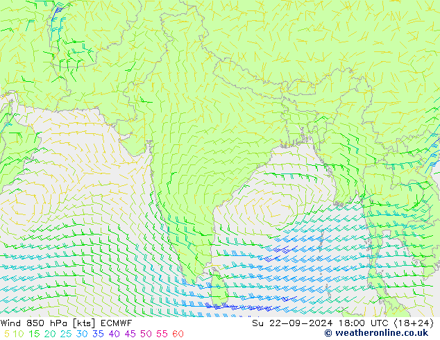 Wind 850 hPa ECMWF Su 22.09.2024 18 UTC