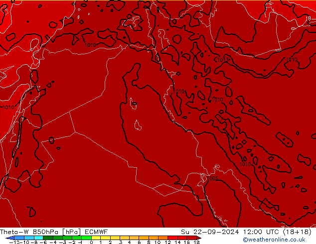 Theta-W 850hPa ECMWF Su 22.09.2024 12 UTC