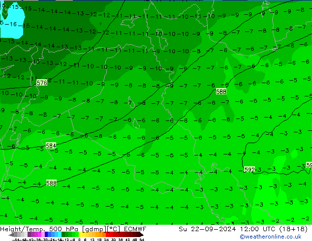 Z500/Rain (+SLP)/Z850 ECMWF dom 22.09.2024 12 UTC