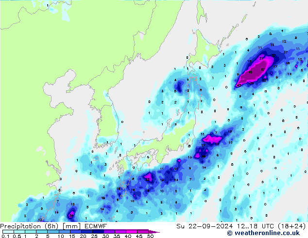 Z500/Yağmur (+YB)/Z850 ECMWF Paz 22.09.2024 18 UTC