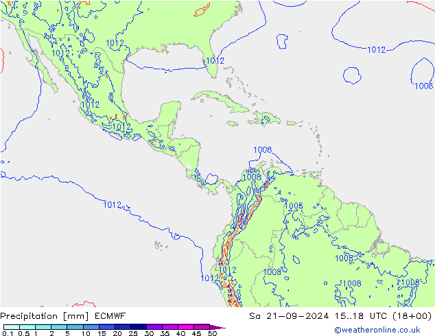 Precipitation ECMWF Sa 21.09.2024 18 UTC