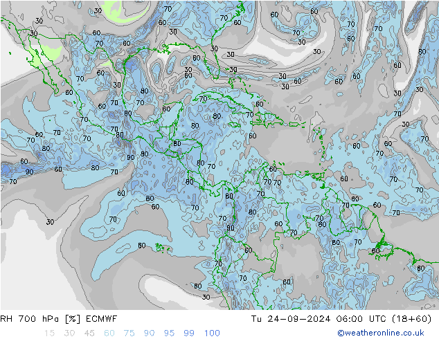 RH 700 hPa ECMWF Ter 24.09.2024 06 UTC