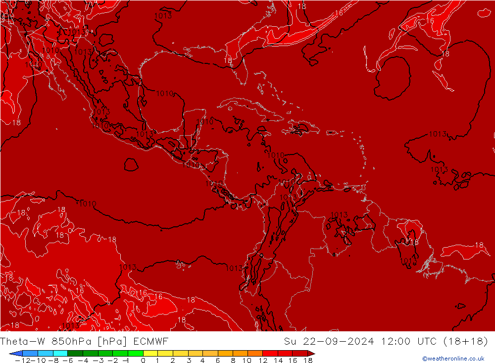 Theta-W 850hPa ECMWF Dom 22.09.2024 12 UTC