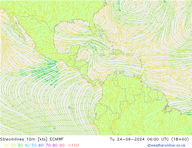 Linha de corrente 10m ECMWF Ter 24.09.2024 06 UTC