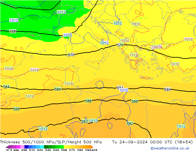 Dikte 500-1000hPa ECMWF di 24.09.2024 00 UTC