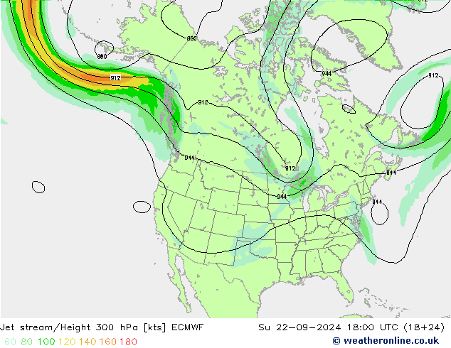 高速氣流 ECMWF 星期日 22.09.2024 18 UTC