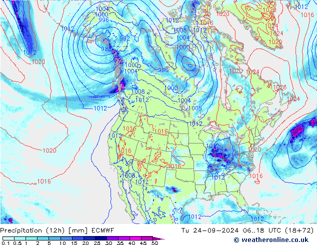 Precipitação (12h) ECMWF Ter 24.09.2024 18 UTC