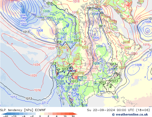 Drucktendenz ECMWF So 22.09.2024 00 UTC