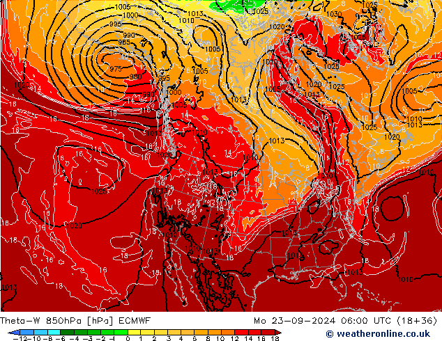 Theta-W 850hPa ECMWF Seg 23.09.2024 06 UTC