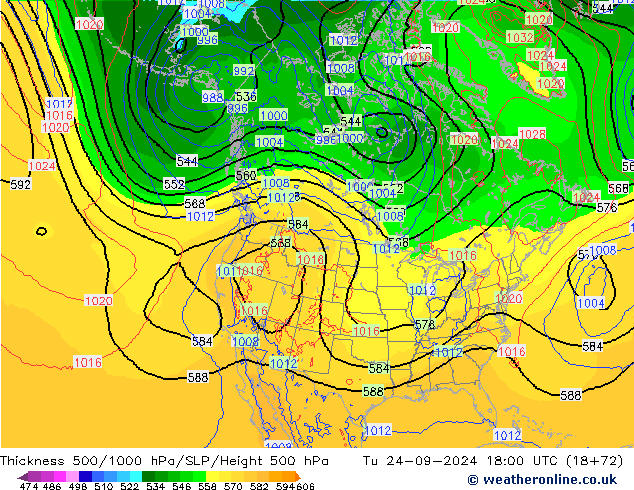 Dikte 500-1000hPa ECMWF di 24.09.2024 18 UTC