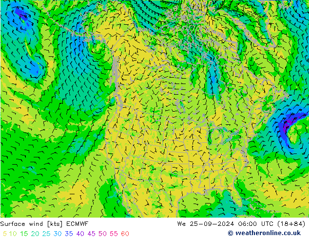 Rüzgar 10 m ECMWF Çar 25.09.2024 06 UTC