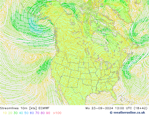 Linea di flusso 10m ECMWF lun 23.09.2024 12 UTC