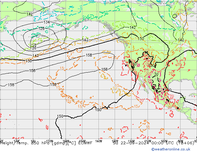 Z500/Rain (+SLP)/Z850 ECMWF Вс 22.09.2024 00 UTC